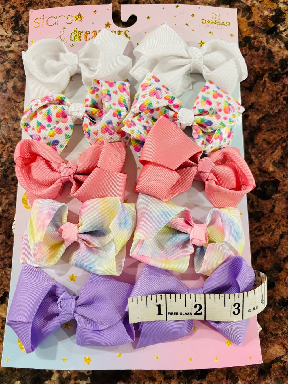 Kids Hair Bows Set - White, Multi, Pink, Pastel Tie-Dye, Purple